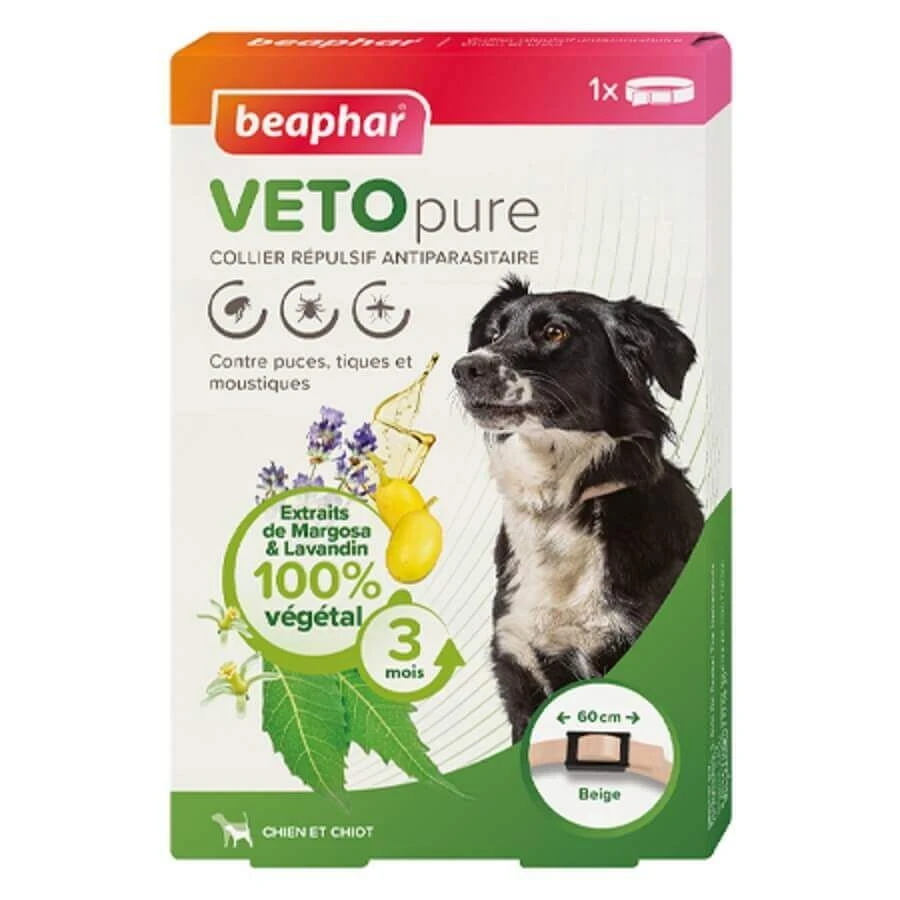 Beaphar VETOpure Chien Collier Répulsif Antiparasitaire Beige 3 Beaphar VETOpure Chien Collier Répulsif Antiparasitaire Beige