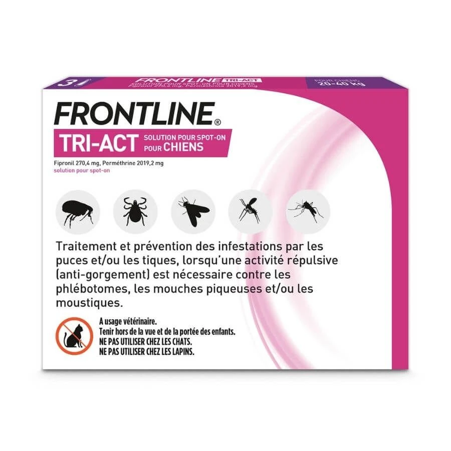 Frontline Tri Act Spot On Grand Chien 20 - 40 Kg 3 Pipettes 4 Frontline Tri Act Spot On Grand Chien 20 - 40 Kg 3 Pipettes – Image 2