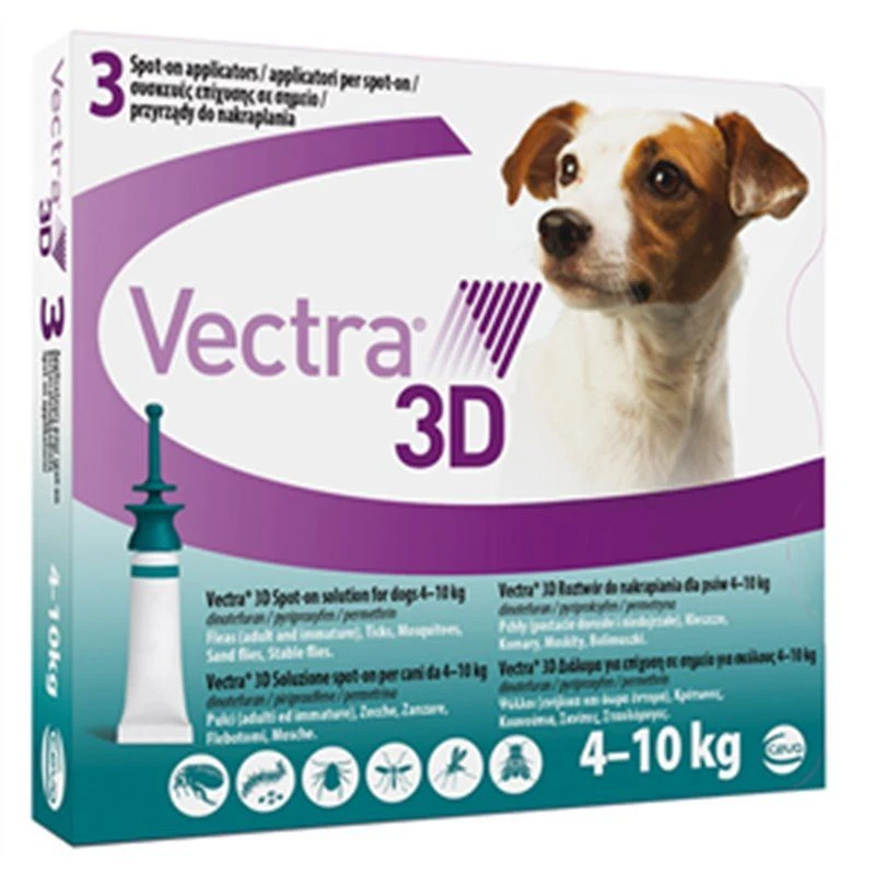 Vectra 3D Chien 4 à 10 Kg 3 Pipettes 3 Vectra 3D Chien 4 à 10 Kg 3 Pipettes