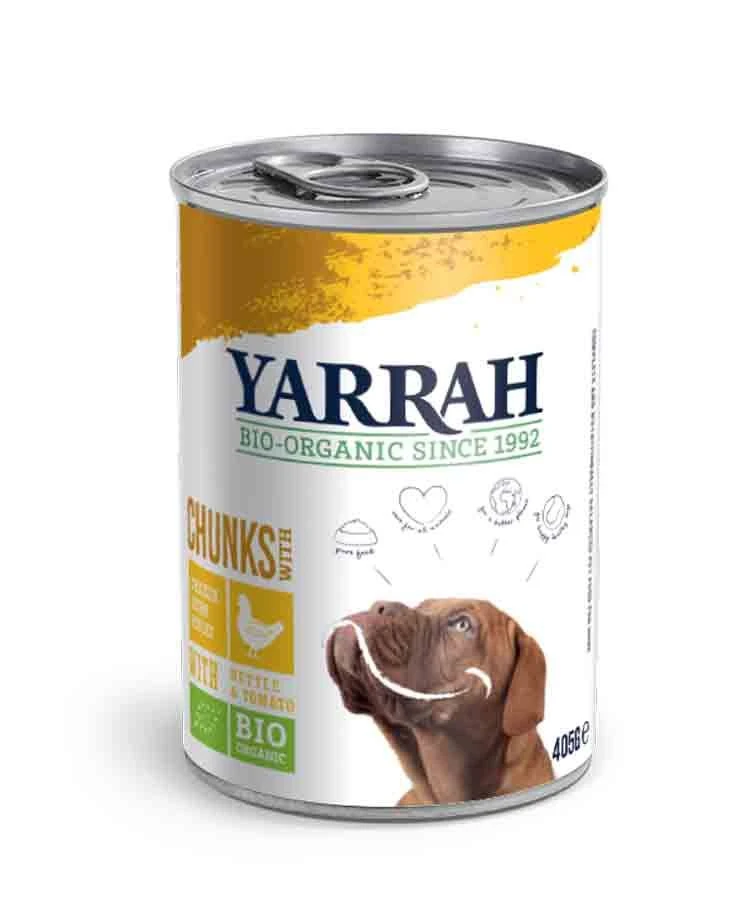 Yarrah Bio Bouchées De Poulet En Sauce Aux Orties Et à La Tomate Pour Chien 6 X 820 Grs 3 Yarrah Bio Bouchées De Poulet En Sauce Aux Orties Et à La Tomate Pour Chien 6 X 820 Grs